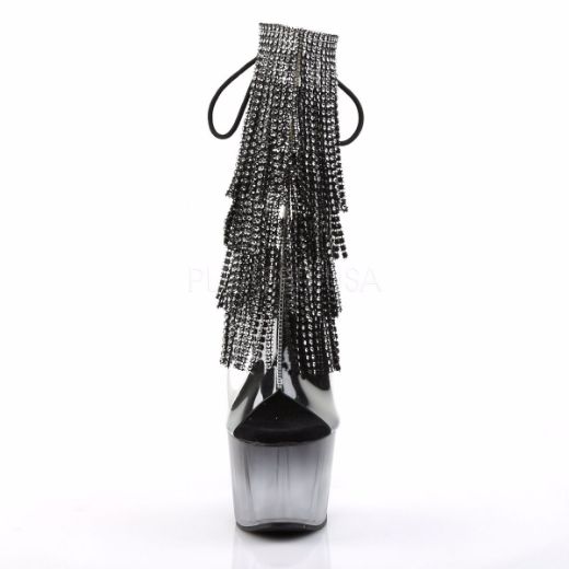 Product image of Pleaser Adore-1017Rsft Clear-Black/Black, 7 inch (17.8 cm) Heel, 2 3/4 inch (7 cm) Platform Ankle Boot