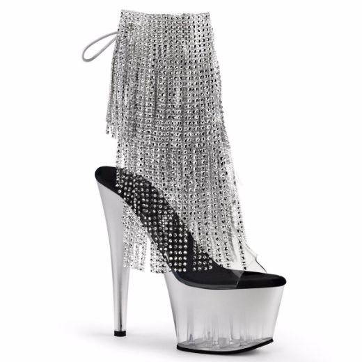 Product image of Pleaser Adore-1017Rsft Clear-Silver/Silver, 7 inch (17.8 cm) Heel, 2 3/4 inch (7 cm) Platform Ankle Boot