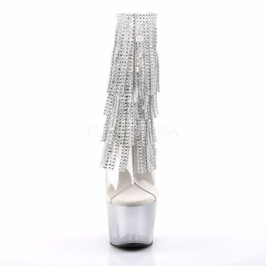 Product image of Pleaser Adore-1017Rsft Clear-Silver/Silver, 7 inch (17.8 cm) Heel, 2 3/4 inch (7 cm) Platform Ankle Boot