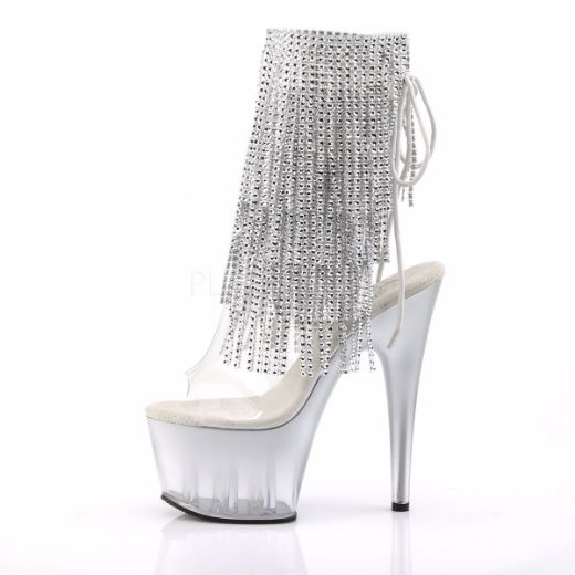 Product image of Pleaser Adore-1017Rsft Clear-Silver/Silver, 7 inch (17.8 cm) Heel, 2 3/4 inch (7 cm) Platform Ankle Boot