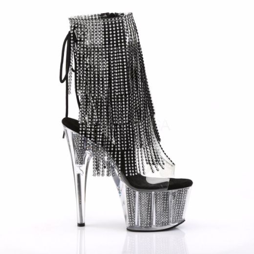 Product image of Pleaser Adore-1017Srs Clear-Black Rhinestone/Black Rhinestone, 7 inch (17.8 cm) Heel, 2 3/4 inch (7 cm) Platform Ankle Boot