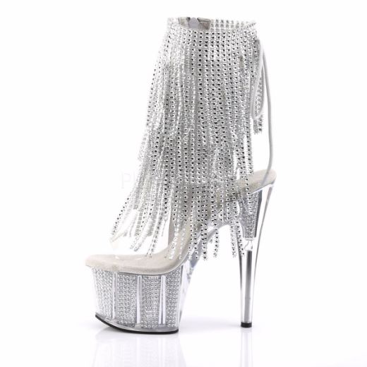 Product image of Pleaser Adore-1017Srs Clear-Silver Rhinestone/Silver Rhinestone, 7 inch (17.8 cm) Heel, 2 3/4 inch (7 cm) Platform Ankle Boot