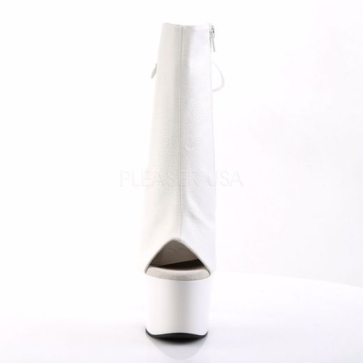 Product image of Pleaser Adore-1018 White Faux Leather/White, 7 inch (17.8 cm) Heel, 2 3/4 inch (7 cm) Platform Ankle Boot