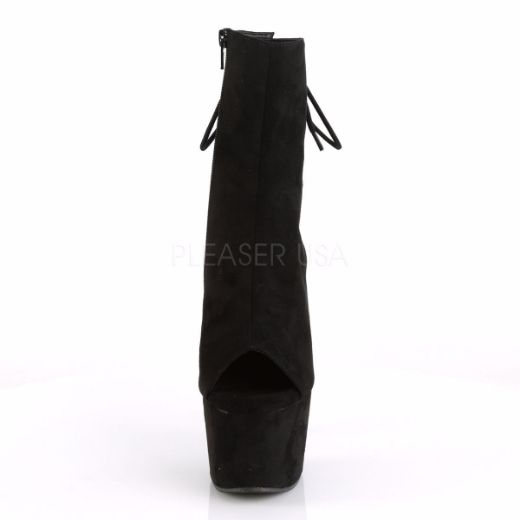 Product image of Pleaser Adore-1018Fs Black Faux Suede/Black Suede, 7 inch (17.8 cm) Heel, 2 3/4 inch (7 cm) Platform Ankle Boot