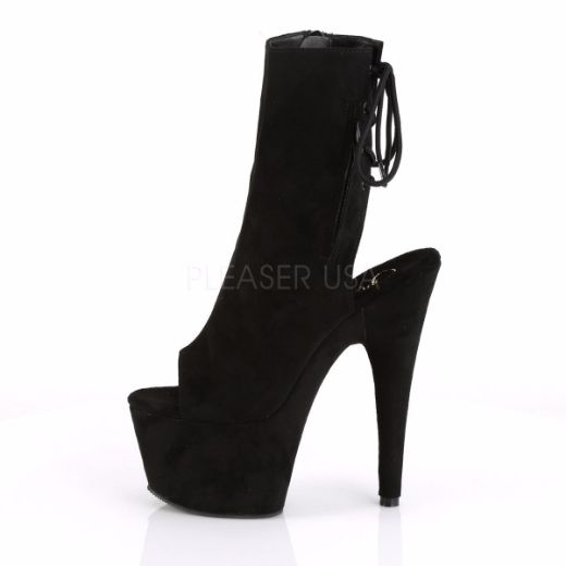 Product image of Pleaser Adore-1018Fs Black Faux Suede/Black Suede, 7 inch (17.8 cm) Heel, 2 3/4 inch (7 cm) Platform Ankle Boot