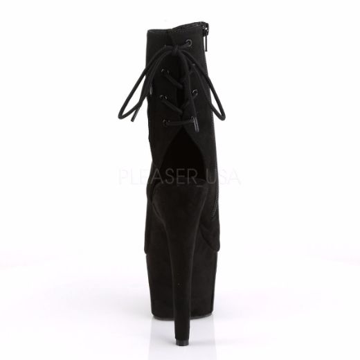 Product image of Pleaser Adore-1018Fs Black Faux Suede/Black Suede, 7 inch (17.8 cm) Heel, 2 3/4 inch (7 cm) Platform Ankle Boot