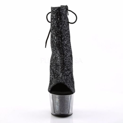 Product image of Pleaser Adore-1018G Black Glitter/Black Glitter, 7 inch (17.8 cm) Heel, 2 3/4 inch (7 cm) Platform Ankle Boot