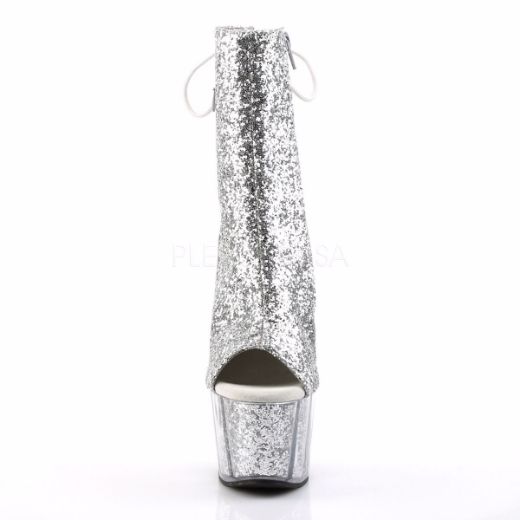 Product image of Pleaser Adore-1018G Silver Glitter/Silver Glitter, 7 inch (17.8 cm) Heel, 2 3/4 inch (7 cm) Platform Ankle Boot