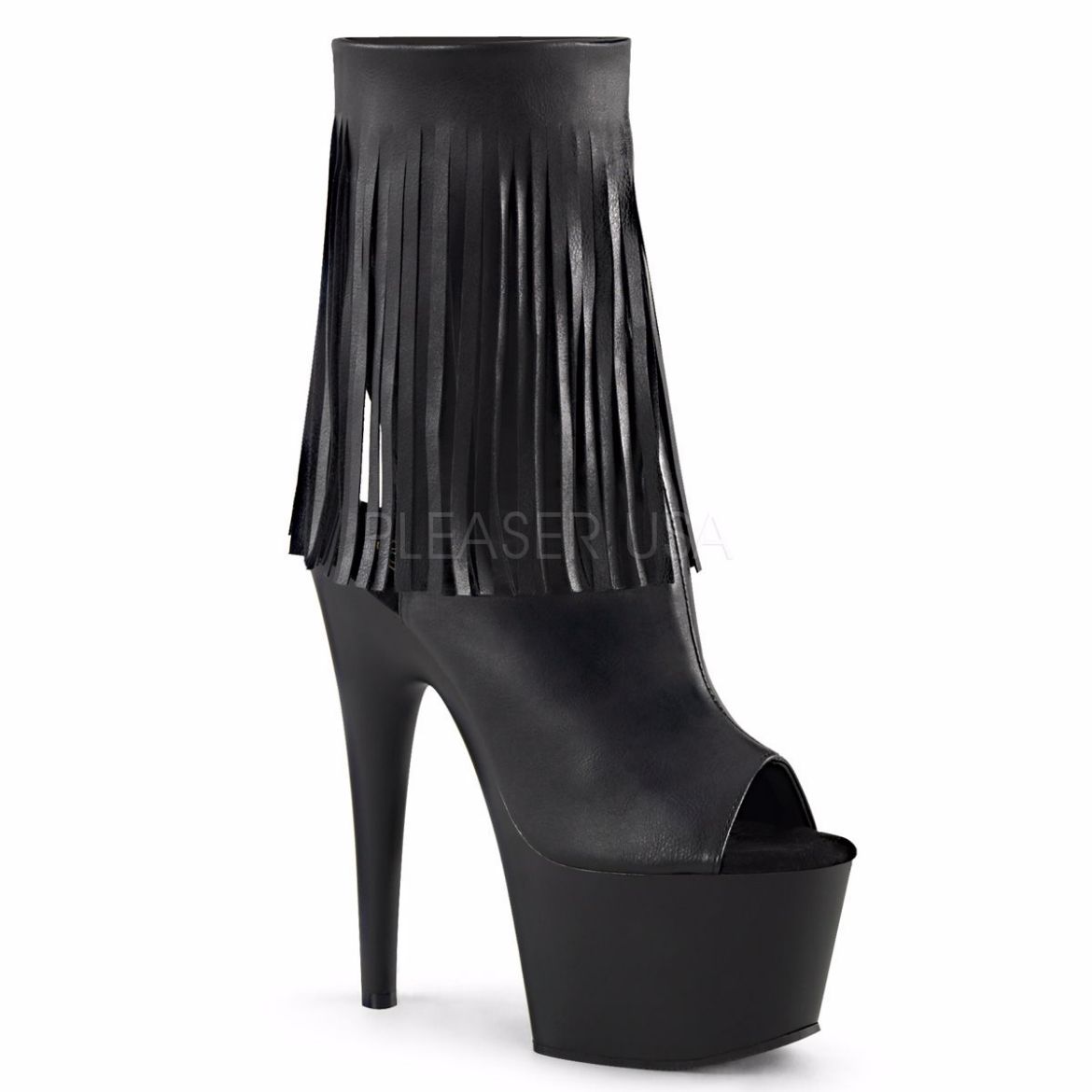 Product image of Pleaser Adore-1019 Black Faux Leather/Black Matte, 7 inch (17.8 cm) Heel, 2 3/4 inch (7 cm) Platform Ankle Boot