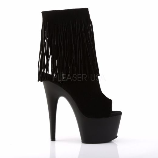 Product image of Pleaser Adore-1019 Black Suede/Black Matte, 7 inch (17.8 cm) Heel, 2 3/4 inch (7 cm) Platform Ankle Boot