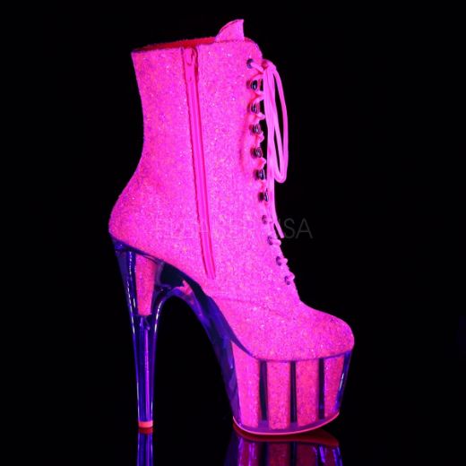 Product image of Pleaser Adore-1020G Neon Pink Glitter/Neon Pink Glitter, 7 inch (17.8 cm) Heel, 2 3/4 inch (7 cm) Platform Ankle Boot