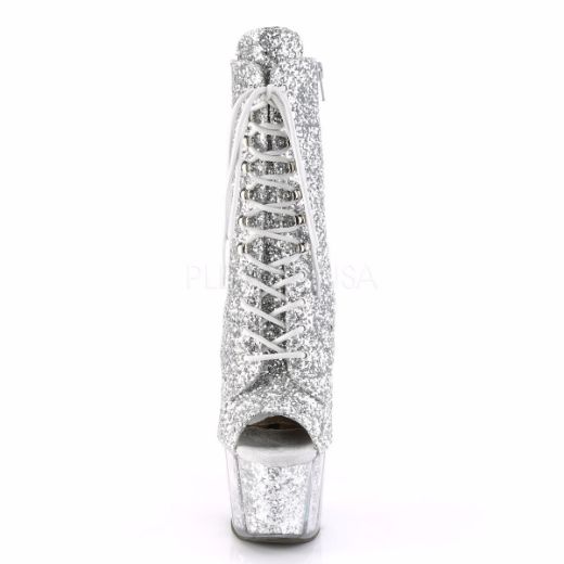 Product image of Pleaser Adore-1021G Silver Glitter/Silver Gliteer, 7 inch (17.8 cm) Heel, 2 3/4 inch (7 cm) Platform Ankle Boot