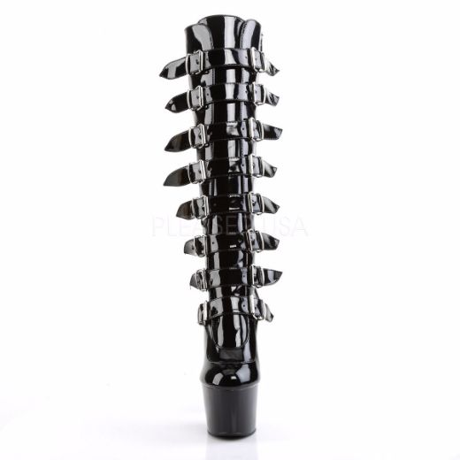 Product image of Pleaser Adore-2043 Black Patent/Black, 7 inch (17.8 cm) Heel, 2 3/4 inch (7 cm) Platform Knee High Boot