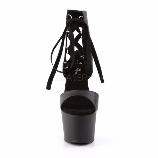 Product image of Pleaser Adore-700-14 Black Faux Leather/Black Matte, 7 inch (17.8 cm) Heel, 2 3/4 inch (7 cm) Platform Sandal Shoes