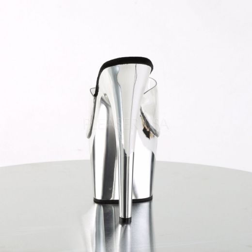 Product image of Pleaser Adore-701 Clear/Silver Chrome, 7 inch (17.8 cm) Heel, 2 3/4 inch (7 cm) Platform Slide Mule Shoes