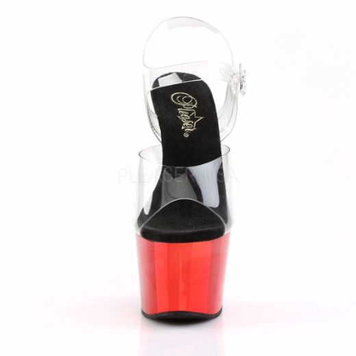 Product image of Pleaser Adore-708 Clear/Red Chrome, 7 inch (17.8 cm) Heel, 2 3/4 inch (7 cm) Platform Sandal Shoes