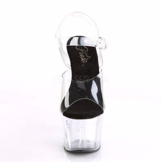 Product image of Pleaser Adore-708 Clear-Black/Clear, 7 inch (17.8 cm) Heel, 2 3/4 inch (7 cm) Platform Sandal Shoes