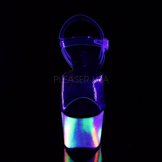 Product image of Pleaser Adore-708Gxy Clear/Neon Galaxy Glitter, 7 inch (17.8 cm) Heel, 2 3/4 inch (7 cm) Platform Sandal Shoes