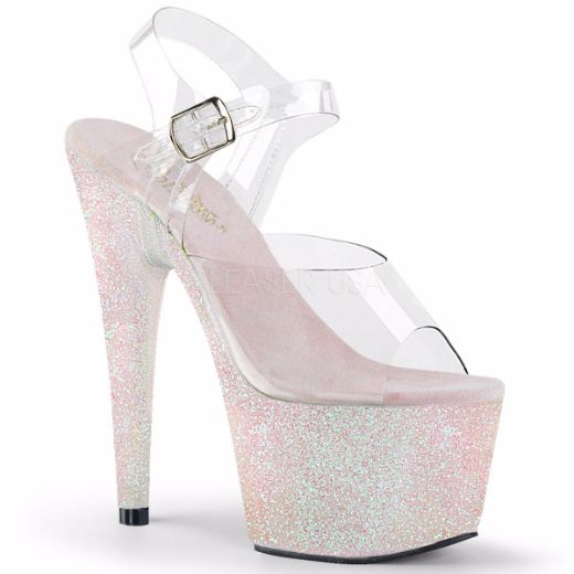 Product image of Pleaser Adore-708Hmg Clear/Opal Multi Glitter, 7 inch (17.8 cm) Heel, 2 3/4 inch (7 cm) Platform Sandal Shoes