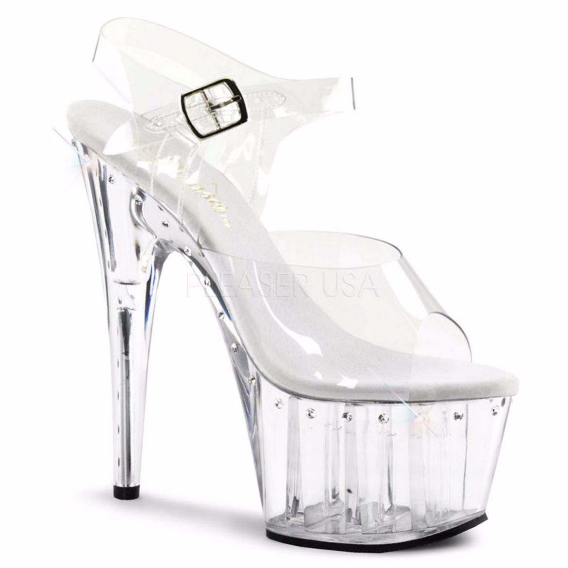 Product image of Pleaser Adore-708Ls Clear/Clear, 7 inch (17.8 cm) Heel, 2 3/4 inch (7 cm) Platform Sandal Shoes