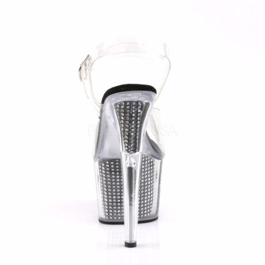Product image of Pleaser Adore-708Srs Clear/Black Rhinestone, 7 inch (17.8 cm) Heel, 2 3/4 inch (7 cm) Platform Sandal Shoes