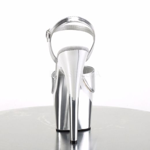 Product image of Pleaser Adore-709 Silver Met. Pu/Silver Chrome, 7 inch (17.8 cm) Heel, 2 3/4 inch (7 cm) Platform Sandal Shoes