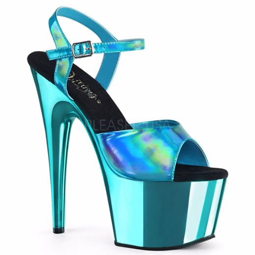 Product image of Pleaser Adore-709Hgch Turquoise Hologram/Turquoise Chrome, 7 inch (17.8 cm) Heel, 2 3/4 inch (7 cm) Platform Sandal Shoes
