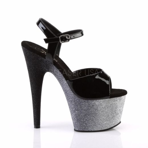 Product image of Pleaser Adore-709Ombre Black Patent/Silver-Black Ombre, 7 inch (17.8 cm) Heel, 2 3/4 inch (7 cm) Platform Sandal Shoes