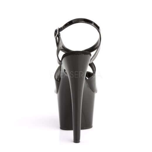 Product image of Pleaser Adore-730 Black Patent/Black, 7 inch (17.8 cm) Heel, 2 3/4 inch (7 cm) Platform Sandal Shoes