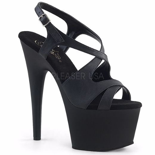 Product image of Pleaser Adore-730 Black Faux Leather/Black Matte, 7 inch (17.8 cm) Heel, 2 3/4 inch (7 cm) Platform Sandal Shoes