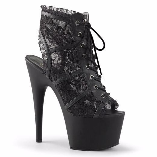 Product image of Pleaser Adore-796Lc Black Mesh Lace/Black Matte, 7 inch (17.8 cm) Heel, 2 3/4 inch (7 cm) Platform Ankle Boot