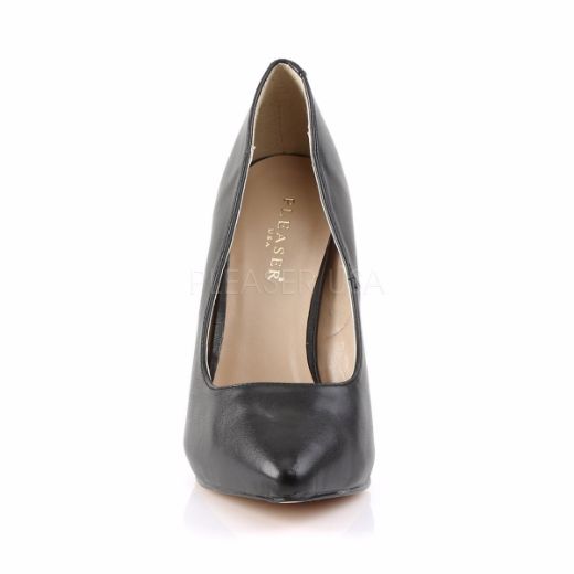 Product image of Pleaser Amuse-20 Black Faux Leather, 5 inch (12.7 cm) Heel, 3/8 inch (1 cm) Hidden Platform Court Pump Shoes