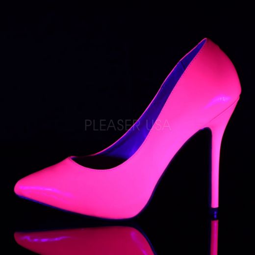 Product image of Pleaser Amuse-20 Neon Fuchsia Patent, 5 inch (12.7 cm) Heel, 3/8 inch (1 cm) Hidden Platform Court Pump Shoes