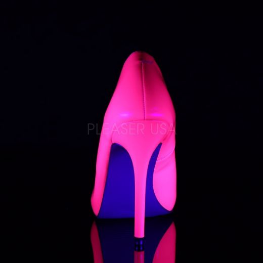 Product image of Pleaser Amuse-20 Neon Fuchsia Patent, 5 inch (12.7 cm) Heel, 3/8 inch (1 cm) Hidden Platform Court Pump Shoes
