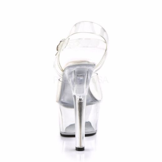 Product image of Pleaser Aspire-608 Clear/Clear, 6 inch (15.2 cm) Heel, 2 1/4 inch (5.7 cm) Platform Sandal Shoes