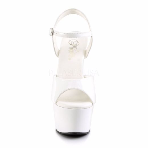 Product image of Pleaser Aspire-609 White Patent/White, 6 inch (15.2 cm) Heel, 2 1/4 inch (5.7 cm) Platform Sandal Shoes
