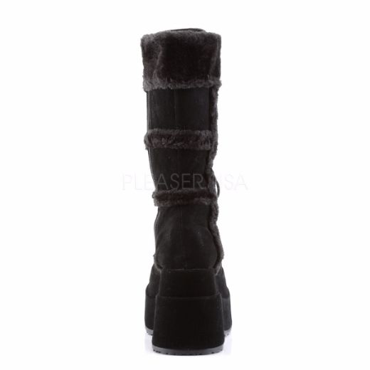 Product image of Demonia Bear-202 Black Vegan Suede, 4 1/2 inch Platform Knee High Boot