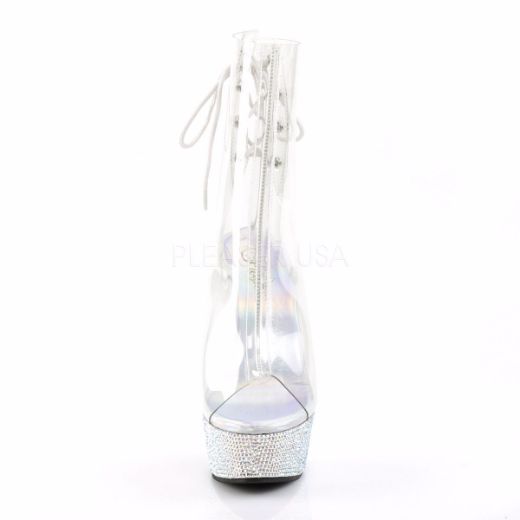 Product image of Pleaser Bejeweled-1018Dm-6 Clear/Silver Multi Rhinestone, 6 inch (15.2 cm) Heel, 1 3/4 inch (4.4 cm) Platform Ankle Boot