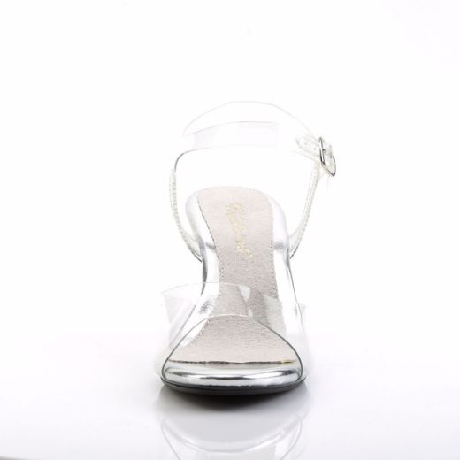 Product image of Fabulicious Belle-308 Clear/Clear, 3 inch (7.6 cm) Heel, 1/8 inch (0.3 cm) Platform Slide Mule Shoes