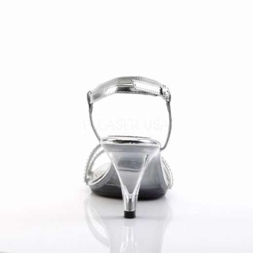 Product image of Fabulicious Belle-316 Silver Metallic Pu/Clear, 3 inch (7.6 cm) Heel, 1/8 inch (0.3 cm) Platform Sandal Shoes
