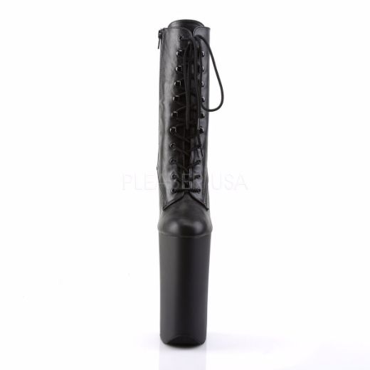 Product image of Pleaser Beyond-1020 Black Faux Leather/Black Matte, 10 inch (25.4 cm) Heel, 6 1/4 inch (15.9 cm) Platform Ankle Boot