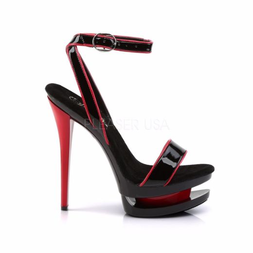 Product image of Pleaser Blondie-631-2 Black Red Patent/Black-Red, 6 inch (15.2 cm) Heel, 1 1/2 inch (3.8 cm) Platform Sandal Shoes