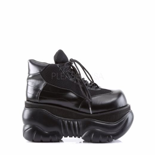 Product image of Demonia Boxer-01 Black Vegan Leather, 4 inch Platform Ankle Boot