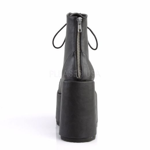 Product image of Demonia Camel-203 Black Vegan Leather, 5 inch (12.7 cm) Chunky Heel, 3 inch (7.6 cm) Platform Ankle Boot