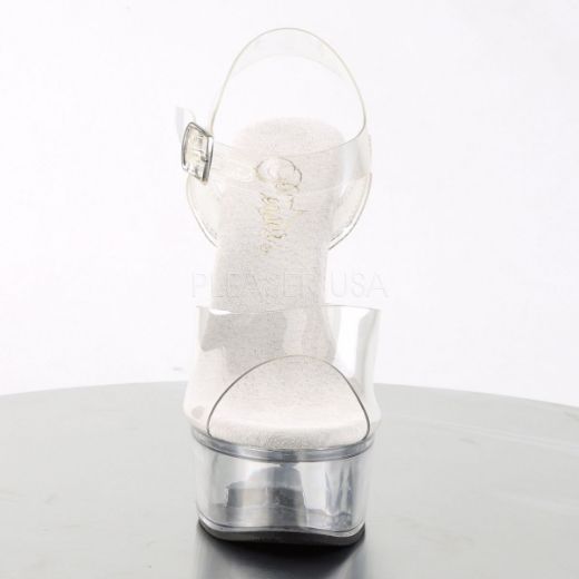 Product image of Pleaser Captiva-608 Clear/Clear, 6 inch (15.2 cm) Heel, 1 3/4 inch (4.4 cm) Platform Sandal Shoes