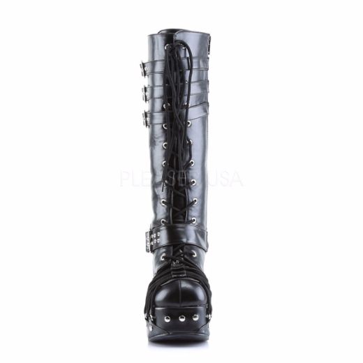 Product image of Demonia Charade-206 Black Vegan Leather, 4 1/2 inch (11.4 cm) Heel, 2 inch (5.1 cm) Platform Knee High Boot