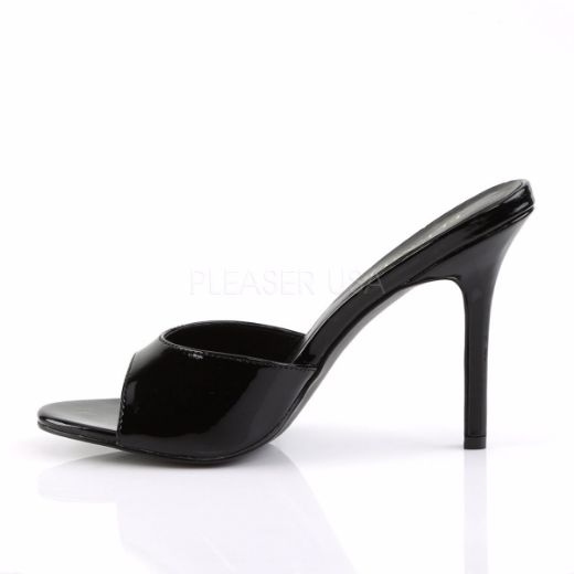 Product image of Pleaser Classique-01 Black Patent, 4 inch (10.2 cm) Heel Slide Mule Shoes