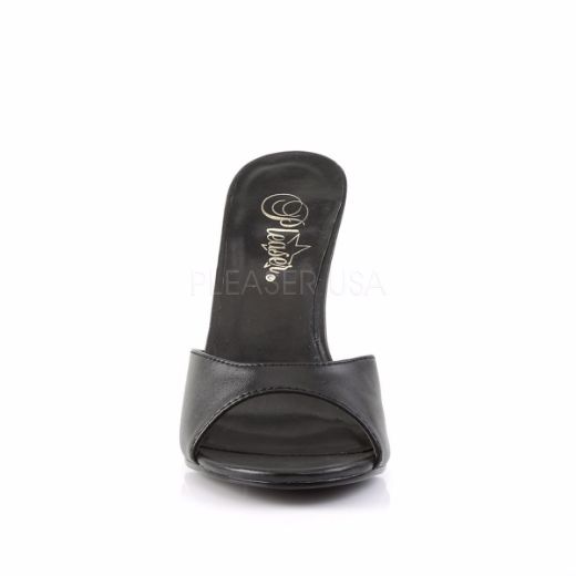 Product image of Pleaser Classique-01 Black Kid Pu, 4 inch (10.2 cm) Heel Slide Mule Shoes