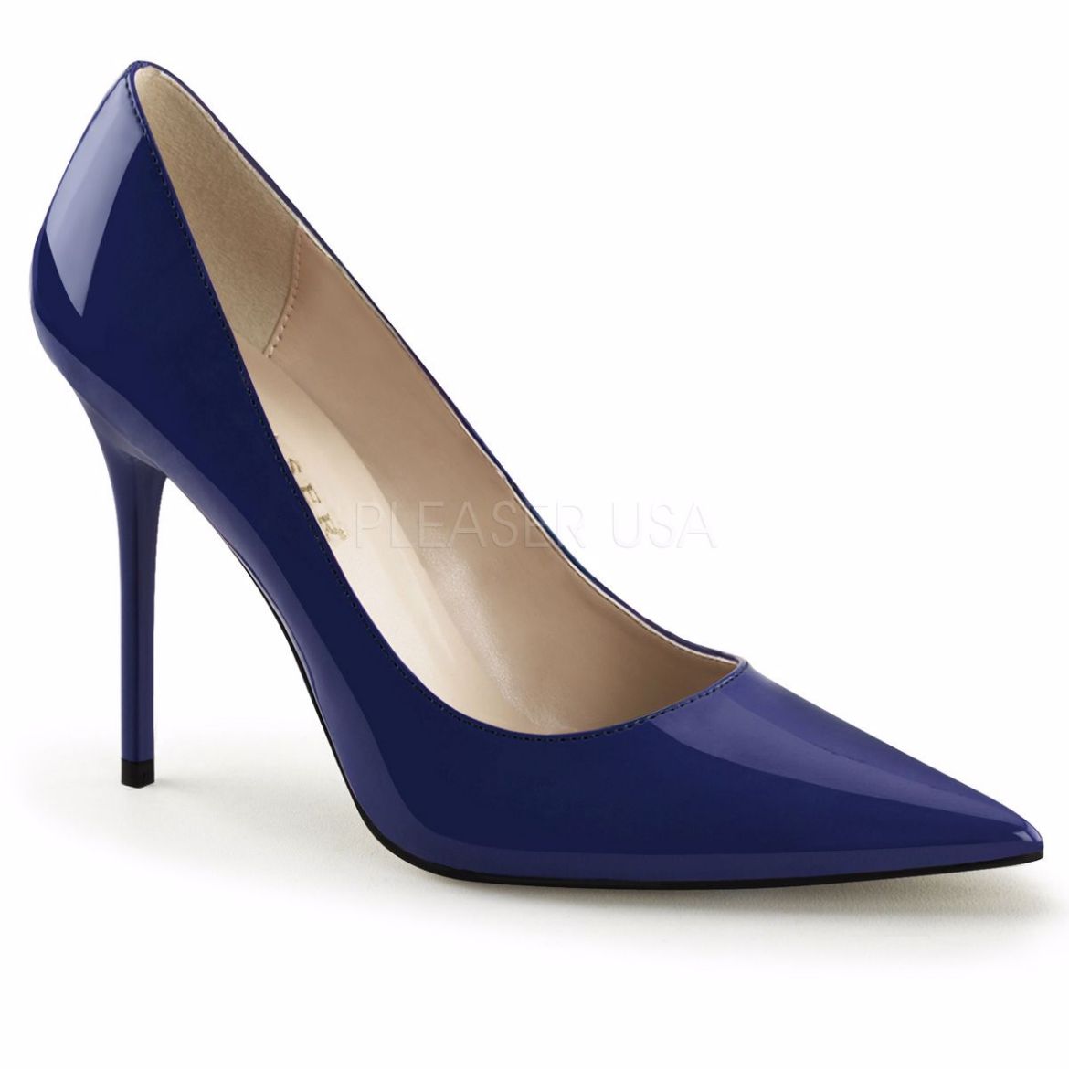 Product image of Pleaser Classique-20 Navy Blue Patent, 4 inch (10.2 cm) Heel Court Pump Shoes