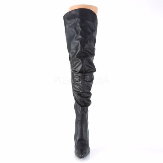 Product image of Pleaser Classique-3011 Black Faux Leather, 4 inch (10.2 cm) Heel Thigh High Boot